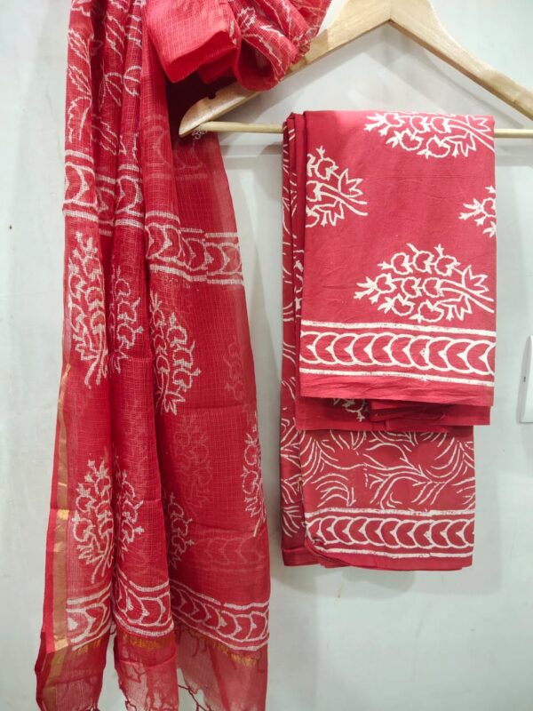 Buta Print Hand Block Printed Cotton Salwar Suit with Kota Doriya Dupatta